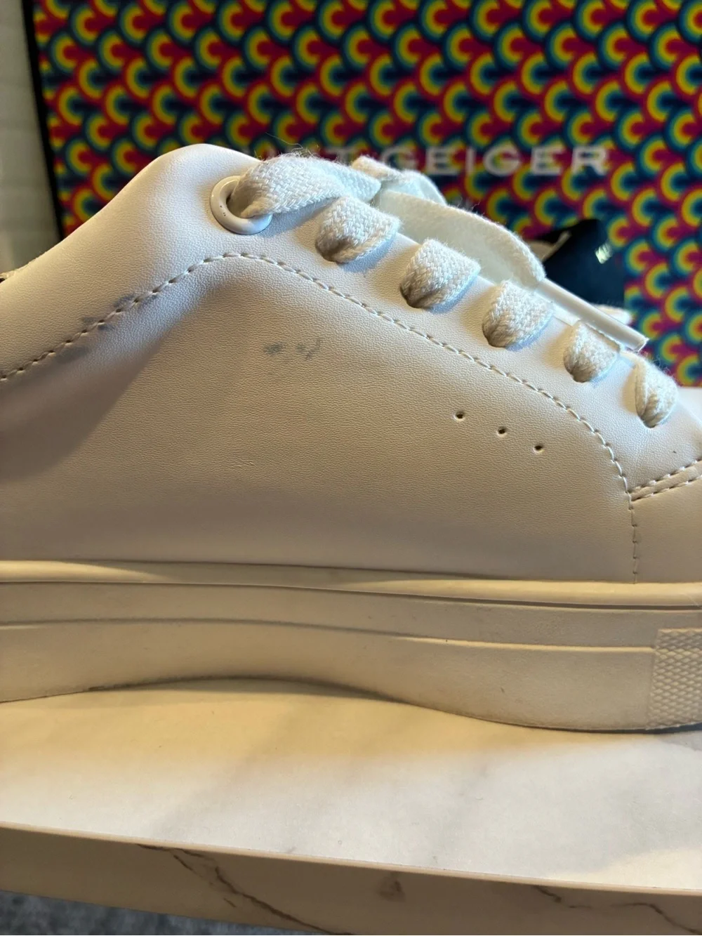 Kurt Geiger White Sneakers with Beaded Eye Motif big kids size 5